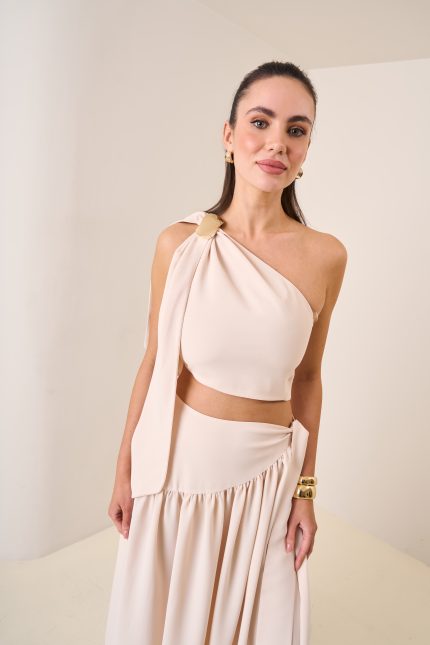 TEK OMUZ GOLD AKSESUARLI BLUZ